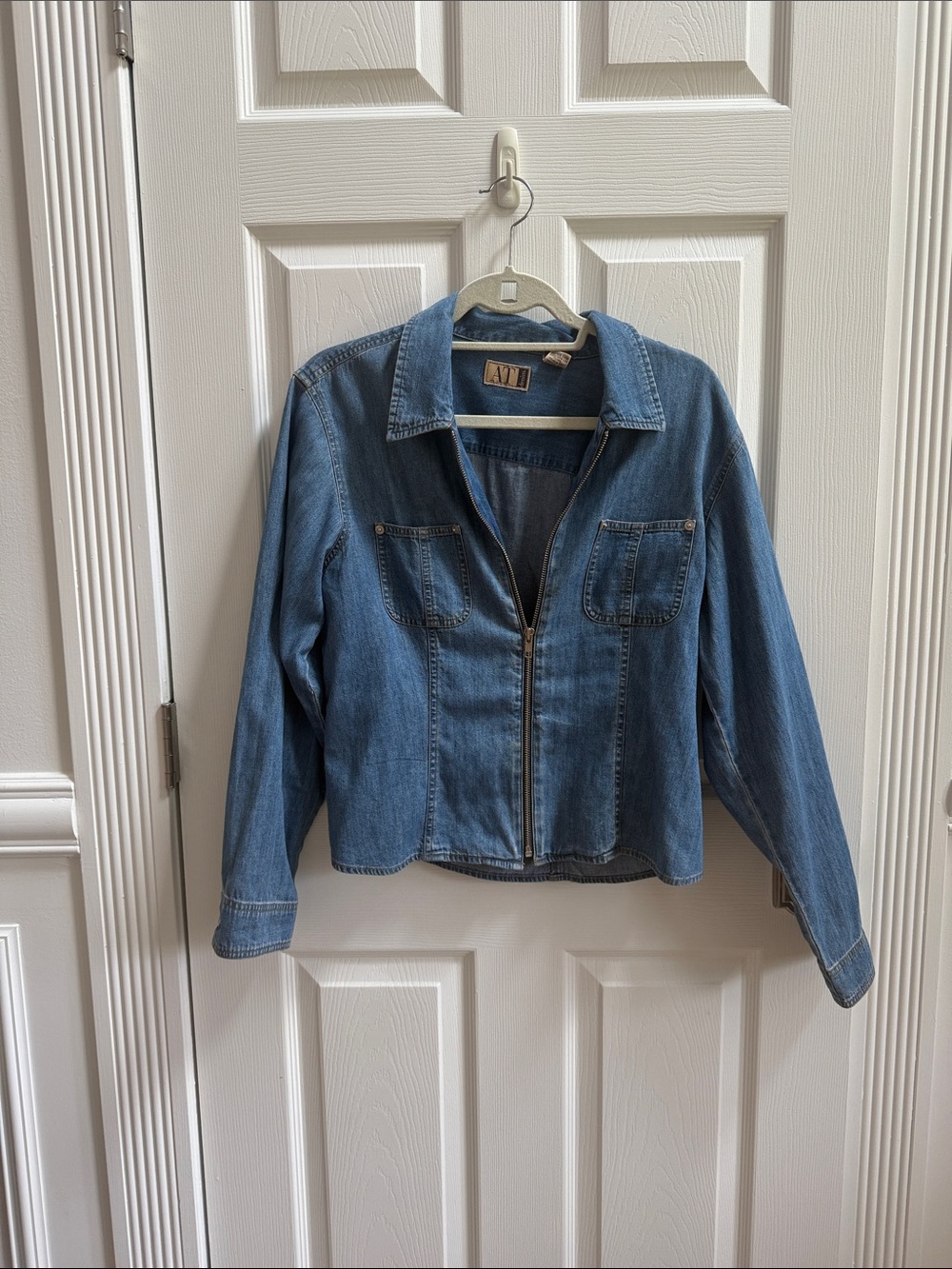 Classic AT (Ann Taylor)Denim Zip-Front Jacket/Shirt- Blue